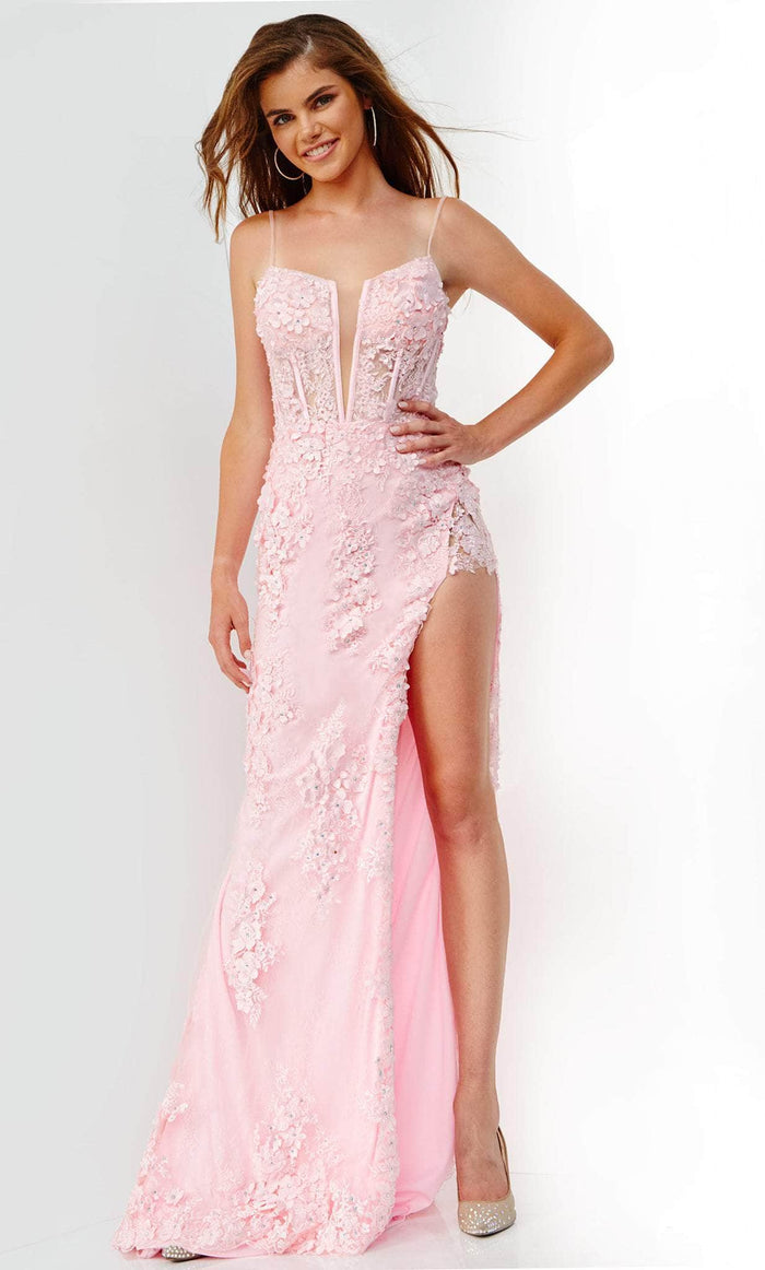 JVN BY Jovani JVN22343 - Sleeveless Corset Bodice Prom Gown Special Occasion Dress 00 / Blush