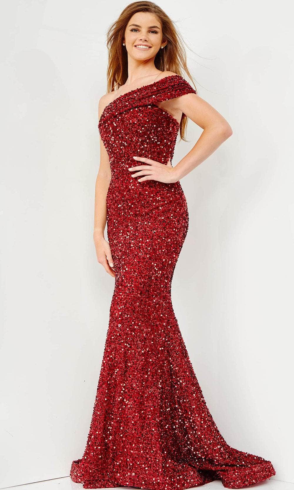 JVN by Jovani JVN23116 - One Shoulder Sequin Prom Dress – Couture Candy