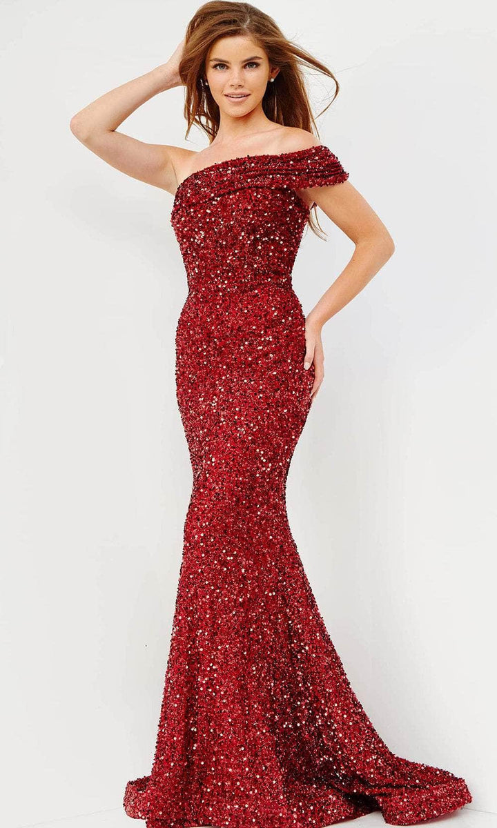 JVN by Jovani JVN23116 - One Shoulder Sequin Prom Dress – Couture Candy