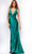 JVN BY Jovani JVN23121 - Plunging V-Neck Ruched Prom Gown Special Occasion Dress 00 / Emerald