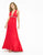 La Femme - 12262 Halter Style Bead Embellished Empire Evening Gown Special Occasion Dress 00 / Red