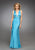 La Femme - 12262 Halter Style Bead Embellished Empire Evening Gown Special Occasion Dress 00 / Turquoise