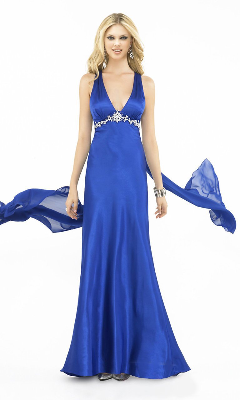 La Femme 12262 Halter Style Bead Embellished Empire Evening Gown