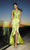 La Femme - 12278 Halter V Neck High Low Mermaid Prom Dress Evening Dresses 00 / Lime
