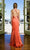 La Femme - 12278 Halter V Neck High Low Mermaid Prom Dress Special Occasion Dress 00 / Papaya