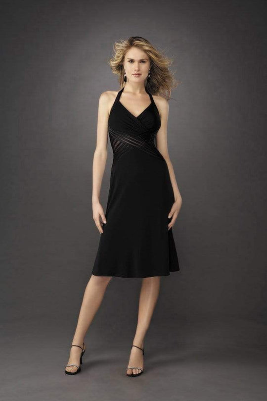 La Femme - 12722 Knee Length Sheer Crisscross Midriff Dress