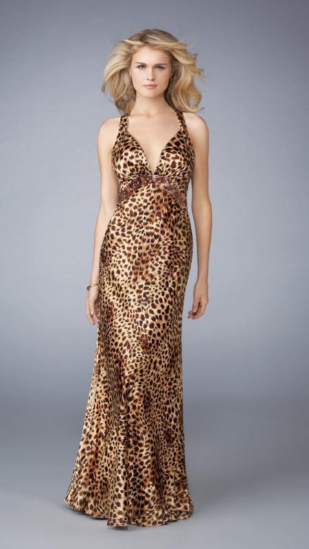 La Femme - 13375 Gorgeous Printed V-Neck Sheath Dress Special Occasion Dress 00 / Leopard