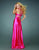 La Femme - 14345 Beaded V-Neckline Crisscross Back Satin Gown Special Occasion Dress