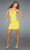 La Femme - 14490 Ruched Halter Mini with Beaded Brooches Homecoming Dresses 00 / Yellow