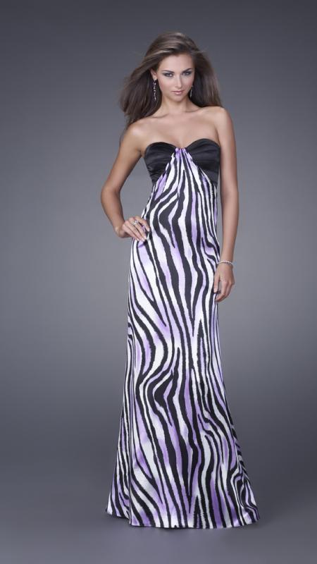 La Femme - 15059 Vivid Animal Print Sweetheart Sheath Empire Gown Special Occasion Dress 00 / Purple