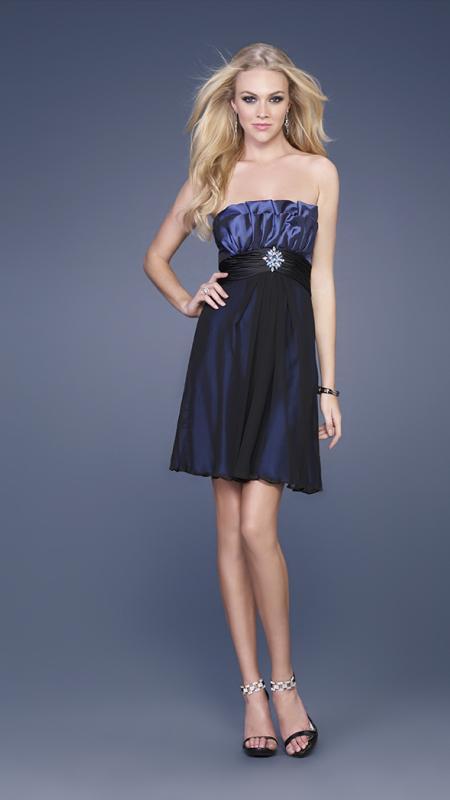 La Femme - 15425 Strapless Short Dress Special Occasion Dress 00 / Navy