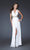 La Femme - 16100 Gold Strap Crisscross Back Halter Style Evening Gown Special Occasion Dress 00 / White/Gold