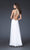 La Femme - 16100 Gold Strap Crisscross Back Halter Style Evening Gown Special Occasion Dress