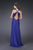 La Femme - 16564 Floral Accent Halter Strapped Empire Waist Evening Gown Special Occasion Dress