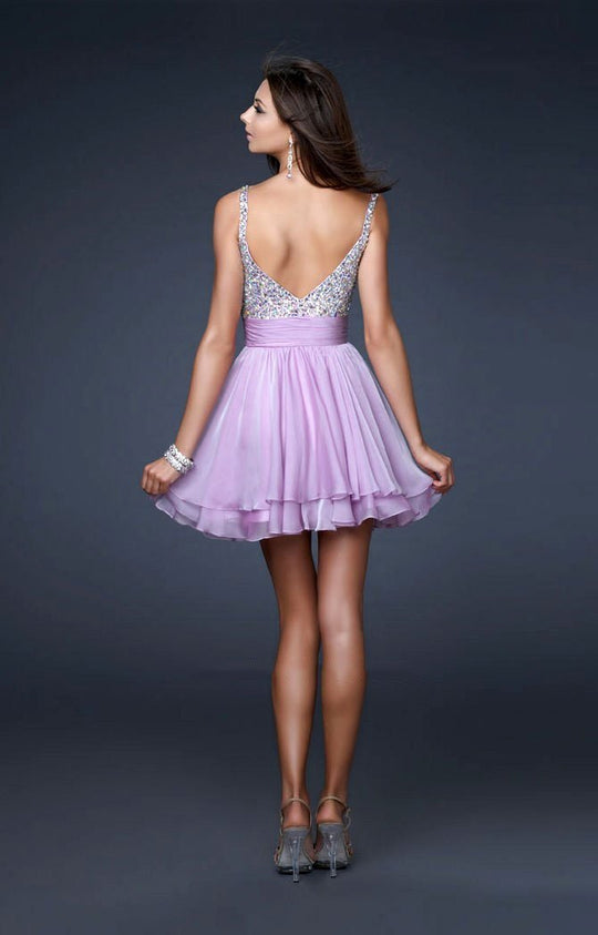 La Femme - 16813 Bejeweled Short Chiffon Party Dress