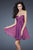 La Femme - 18177 Glittering Sweetheart Mini Party Dress with Diamond Cutout Back Special Occasion Dress 00 / Berry