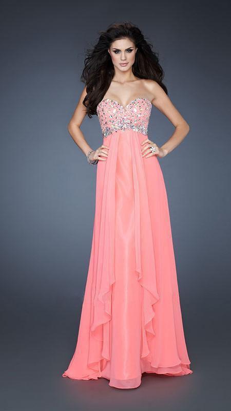La Femme - 18803 Stunning Gown with Sparkling Bodice Special Occasion Dress 00 / Electric Pink