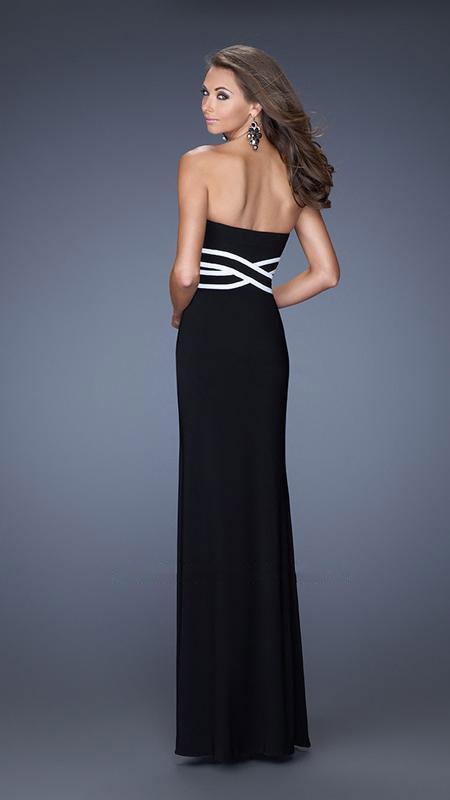 La Femme - 20030 Strapless Sweetheart with Criss-Crossed Waistline Evening Dress