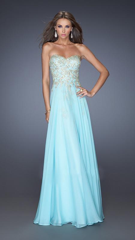 La Femme - 20114 Long Embellished Strapless Dress