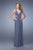 La Femme - 21006 Gorgeous V-Neckline Strappy Cutout Back Evening Gown Special Occasion Dress 00 / Gunmetal