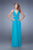 La Femme - 21006 Gorgeous V-Neckline Strappy Cutout Back Evening Gown Special Occasion Dress 00 / Peacock