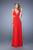 La Femme - 21006 Gorgeous V-Neckline Strappy Cutout Back Evening Gown Special Occasion Dress 00 / Red