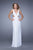 La Femme - 21006 Gorgeous V-Neckline Strappy Cutout Back Evening Gown Special Occasion Dress 00 / White