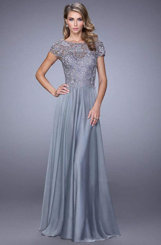 La Femme - 21627 Illusion Lace Chiffon Gown