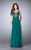 La Femme - 23802 Deep V Neck Illusion Lace Top Prom Gown Special Occasion Dress 00 / Evergreen