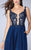 La Femme - 23802 Deep V Neck Illusion Lace Top Prom Gown Special Occasion Dress