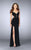 La Femme - 23823 Contoured Sweetheart Laced Sheath Long Evening Gown Special Occasion Dress 00 / Black