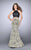 La Femme - 23872 Luminous Floral Halter Crop Top Mermaid Evening Gown Special Occasion Dress