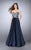 La Femme - 23881 Delicate Deep Sweetheart Illusion A-Line Long Evening Gown Special Occasion Dress 00 / Navy/Slate Blue