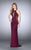 La Femme - 23950 Sparkling Crystal Beaded Halter Long Prom Dress Special Occasion Dress 00 / Garnet