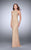La Femme - 23950 Sparkling Crystal Beaded Halter Long Prom Dress Special Occasion Dress 00 / Nude