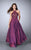 La Femme - 23975 Lace Detail Halter Top Chiffon Long Prom Dress Special Occasion Dress 00 / Boysenberry