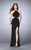 La Femme - 23992 Halter Neck Strappy Back Shimmer Jersey Prom Dress Special Occasion Dress 00 / Black
