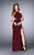 La Femme - 23992 Halter Neck Strappy Back Shimmer Jersey Prom Dress Special Occasion Dress 00 / Red