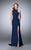 La Femme - 23993 Beaded Halter Neck Strappy Back Jersey Prom Dress Special Occasion Dress 00 / Navy