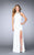 La Femme - 23993 Beaded Halter Neck Strappy Back Jersey Prom Dress Special Occasion Dress 00 / White