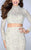 La Femme - 24013 Long Sleeve Turtleneck Crop Top Lace Overlay Long Prom Dress Special Occasion Dress