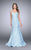 La Femme - 24063 Dainty Sculpted Jacquard Mermaid Long Evening Gown Special Occasion Dress 00 / Powder Blue