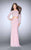 La Femme - 24175 Sparkling Long Sleeve Cropped Top Prom Dress Special Occasion Dress 00 / Pale Pink