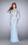 La Femme - 24175 Sparkling Long Sleeve Cropped Top Prom Dress Special Occasion Dress 00 / Powder Blue