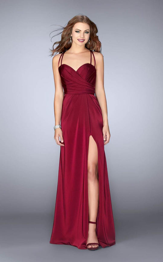 La Femme - 24263 Strappy Back Sweetheart Long Jersey Prom Dress