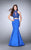 La Femme - 24306 Sheer Lace Halter Mikado Mermaid Prom Dress Special Occasion Dress 00 / Royal Blue