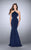 La Femme - 24352 Crystal Beaded Halter Style Prom Dress Special Occasion Dress 00 / Navy
