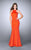 La Femme - 24374 Halter Strappy Back Neoprene Mermaid Prom Dress Special Occasion Dress 00 / Papaya