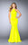 La Femme - 24374 Halter Strappy Back Neoprene Mermaid Prom Dress Special Occasion Dress 00 / Yellow