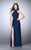 La Femme - 24376 Geometric Racer Back Halter Style Jersey Prom Dress Special Occasion Dress 00 / Navy
